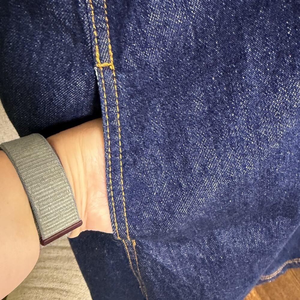 Loft Womens Denim Dress Shift Blue M S/S Western Cowgirl Country Pockets Casual - Picture 7 of 12